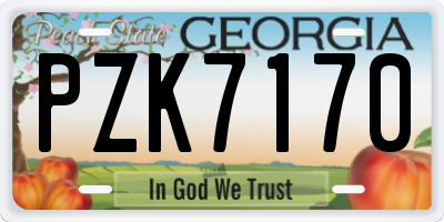 GA license plate PZK7170