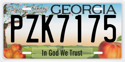 GA license plate PZK7175