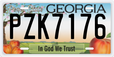 GA license plate PZK7176