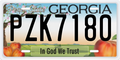 GA license plate PZK7180
