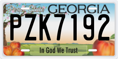 GA license plate PZK7192