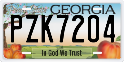 GA license plate PZK7204