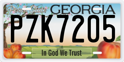 GA license plate PZK7205