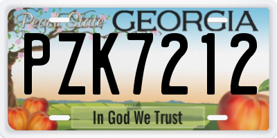 GA license plate PZK7212