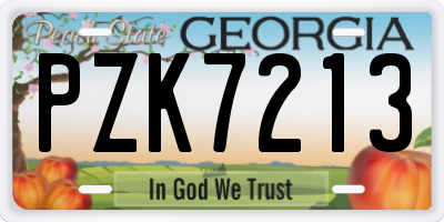 GA license plate PZK7213