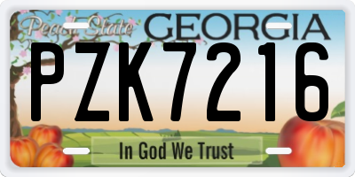 GA license plate PZK7216