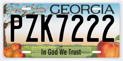 GA license plate PZK7222