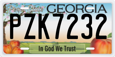 GA license plate PZK7232