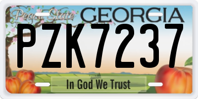 GA license plate PZK7237