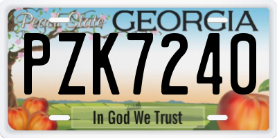 GA license plate PZK7240