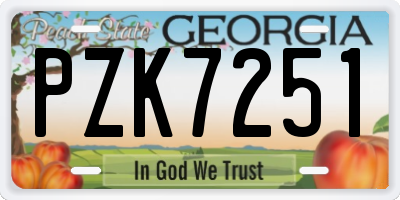 GA license plate PZK7251