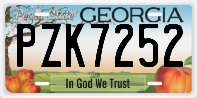 GA license plate PZK7252