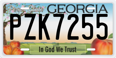 GA license plate PZK7255