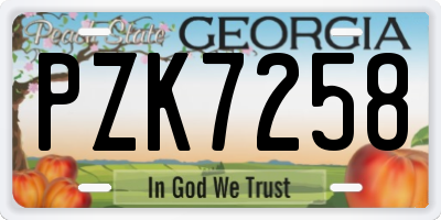 GA license plate PZK7258