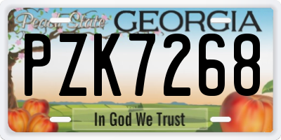GA license plate PZK7268