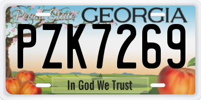 GA license plate PZK7269