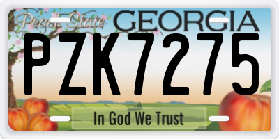 GA license plate PZK7275