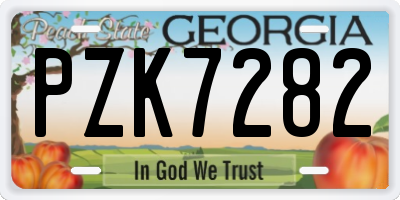 GA license plate PZK7282