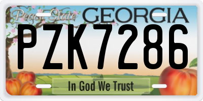 GA license plate PZK7286