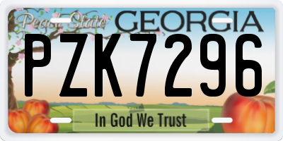 GA license plate PZK7296