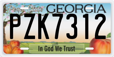 GA license plate PZK7312