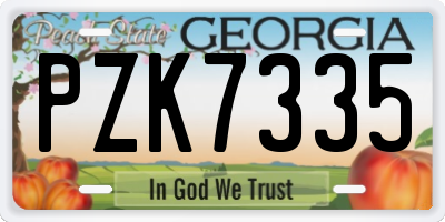 GA license plate PZK7335