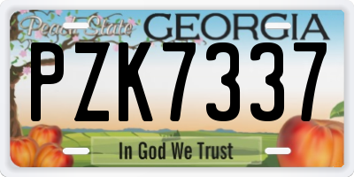 GA license plate PZK7337