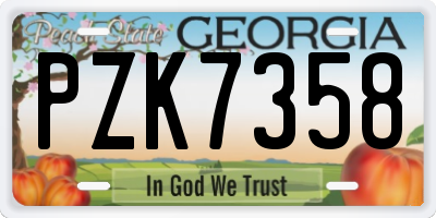GA license plate PZK7358