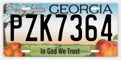 GA license plate PZK7364