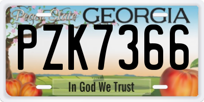 GA license plate PZK7366