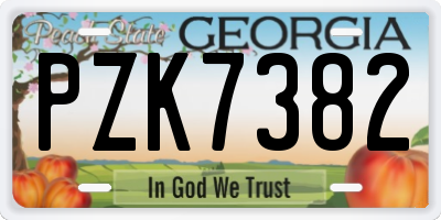 GA license plate PZK7382