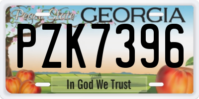 GA license plate PZK7396
