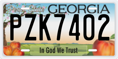 GA license plate PZK7402