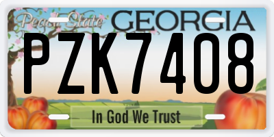 GA license plate PZK7408