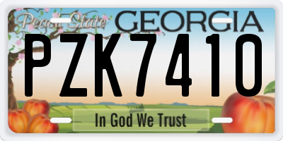 GA license plate PZK7410