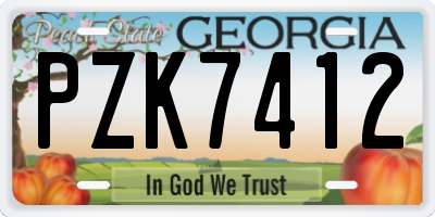 GA license plate PZK7412