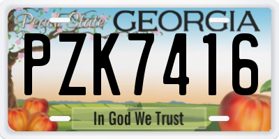 GA license plate PZK7416