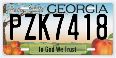 GA license plate PZK7418