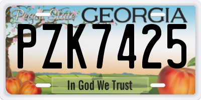 GA license plate PZK7425