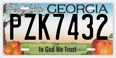 GA license plate PZK7432