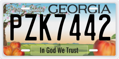 GA license plate PZK7442