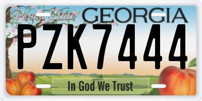 GA license plate PZK7444