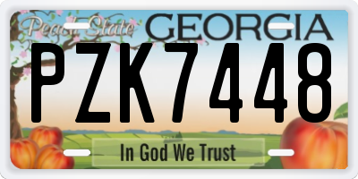 GA license plate PZK7448