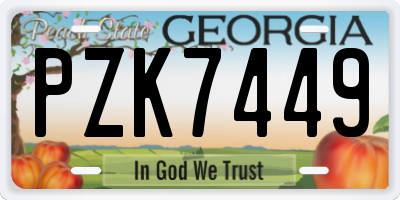 GA license plate PZK7449