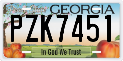 GA license plate PZK7451