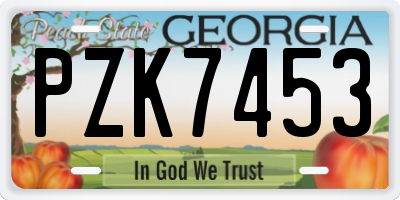 GA license plate PZK7453
