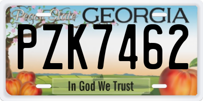 GA license plate PZK7462