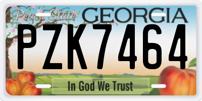 GA license plate PZK7464