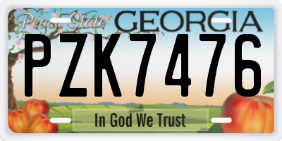 GA license plate PZK7476