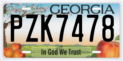 GA license plate PZK7478